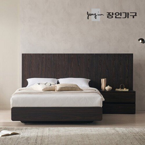 장인가구 까르뎅차콜 호텔 LED 침대 Q+800협탁